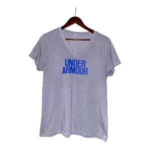 Under Armour Women Short Sleeve VNeck Stretch Tee Shirt L Gym Workout Athleisure